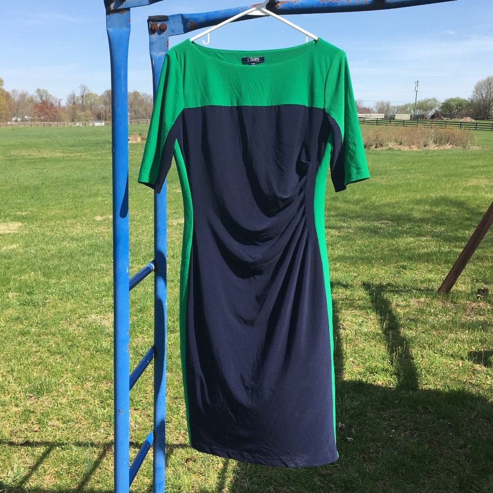 Chaps Green and Blue Dress
